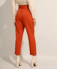 Calca-Feminina-Carrot-Cintura-Alta-Alfaiataria-com-Cinto-Laranja-Escuro-9975121-Laranja_Escuro_2