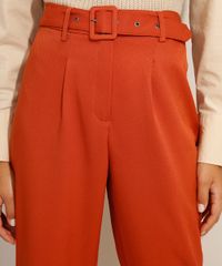 Calca-Feminina-Carrot-Cintura-Alta-Alfaiataria-com-Cinto-Laranja-Escuro-9975121-Laranja_Escuro_5