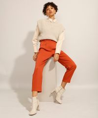 Calca-Feminina-Carrot-Cintura-Alta-Alfaiataria-com-Cinto-Laranja-Escuro-9975121-Laranja_Escuro_6