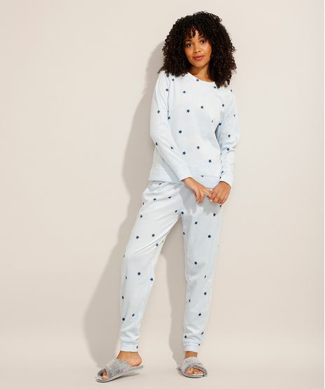 Pijama-Manga-Longa-de-Fleece-Estampado-de-Estrelas-Azul-Claro-9974111-Azul_Claro_1