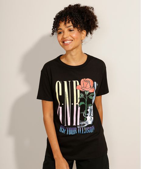 Camiseta-de-Algodao-da-Banda-Guns-N--Roses-Manga-Curta-Decote-Redondo-Preta-9992685-Preto_1