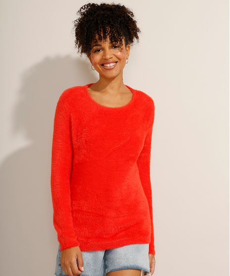 Sueter-de-Trico-Felpudo-Decote-Redondo-Laranja-9915339-Laranja_1