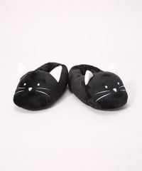 Pantufa-Feminina-Gatinho-com-Bordado-Antiderrapante-Preta-9984448-Preto_1