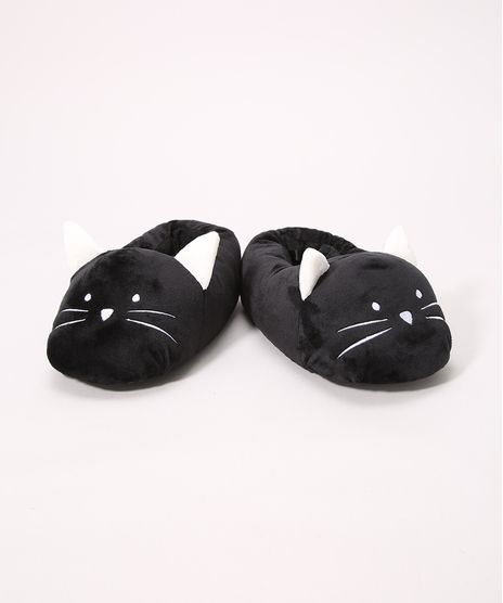 Pantufa-Feminina-Gatinho-com-Bordado-Antiderrapante-Preta-9984448-Preto_1