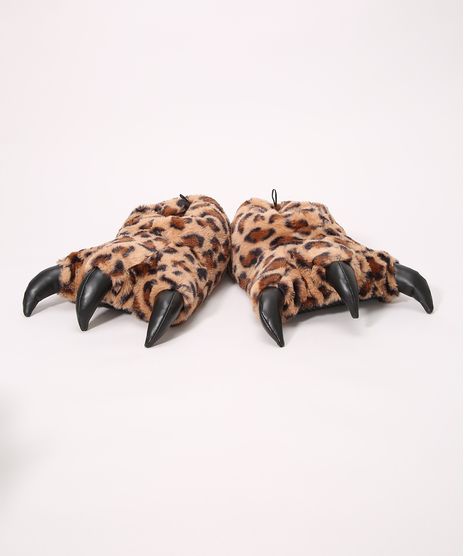 Pantufa-Feminina-Pata-de-Onca-Animal-Print-Antiderrapante-Bege-9984446-Bege_1