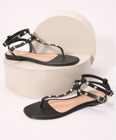 Rasteirinha-Feminina-com-Tachas-Bico-Quadrado-Oneself-Preta-9992851-Preto_1