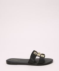 Rasteirinha-Feminina-com-Tachas-Bico-Redondo-Oneself-Preta-9992858-Preto_2
