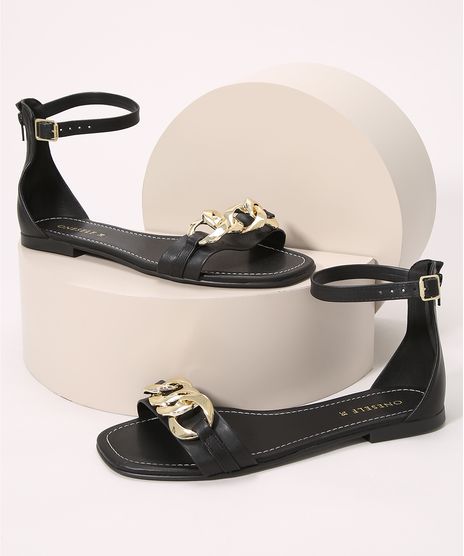 Rasteirinha-Feminina-com-Corrente-Bico-Quadrado-Oneself-Preta-9992854-Preto_1