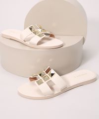 Rasteirinha-Feminina-com-Tachas-Bico-Redondo-Oneself-Branca-9992856-Branco_1
