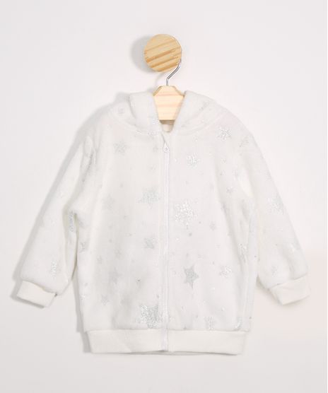 Jaqueta-Infantil-de-Fleece-Unicornios-Estampado-de-Estrelas-com-Capuz-Off-White-9972428-Off_White_1