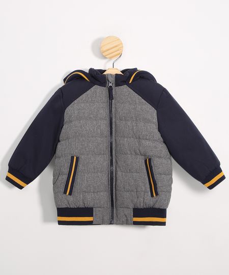 Jaqueta-Infantil-Puffer-com-Capuz-e-Bolsos--Cinza-Mescla-Escuro-9972040-Cinza_Mescla_Escuro_1