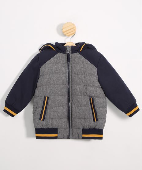 Jaqueta-Infantil-Puffer-com-Capuz-e-Bolsos--Cinza-Mescla-Escuro-9972040-Cinza_Mescla_Escuro_1