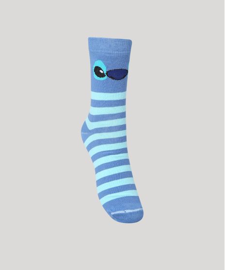 Meia-Feminina-Cano-Alto-Listrada-Estampada-Stitch-Azul-9986469-Azul_1