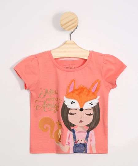 Blusa-Infantil-Raposa-Manga-Curta-Decote-Redonda-Coral-9988035-Coral_1 Blusa-Infantil-Raposa-Manga-Curta-Decote-Redonda-Coral-9988035-Coral_1
