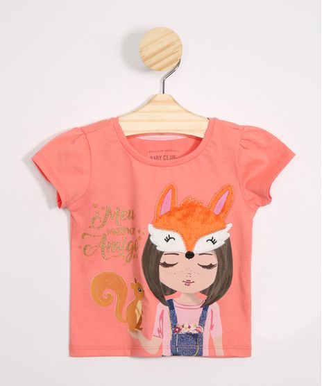Blusa-Infantil-Raposa-Manga-Curta-Decote-Redonda-Coral-9988035-Coral_1