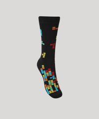 Meia-Masculina-Cano-Alto-Estampada-Tetris-Preta-9900906-Preto_1