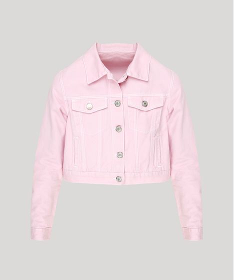 jaqueta jeans rosa bebe