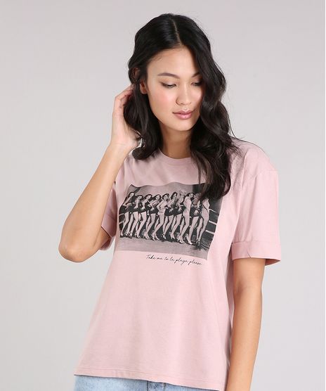 T-shirt-Feminina-Manga-Curta-com-Estampa--Take-Me-To-La-Playa-Please-----Rose-9264235-Rose_1