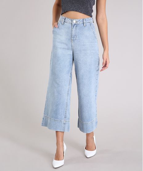 Calca-Jeans-Feminina-Pantacourt-Cintura-Alta-Azul-Claro-9264227-Azul_Claro_1