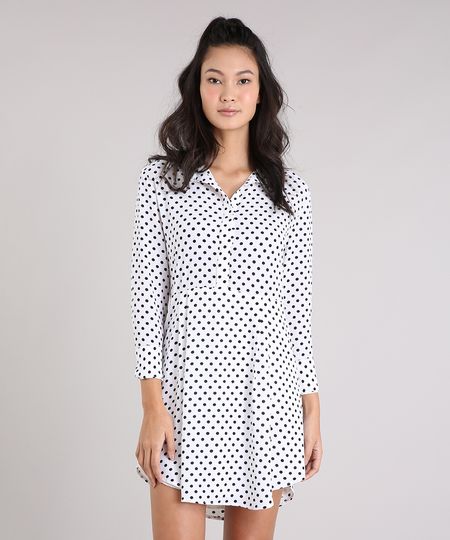Vestido-Manga-Longa-de-Poa-em-Crepe-com-Pregas-Decote-V-Off-White-9253250-Off_White_1