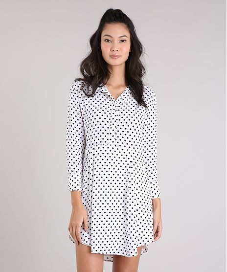 Vestido-Manga-Longa-de-Poa-em-Crepe-com-Pregas-Decote-V-Off-White-9253250-Off_White_1