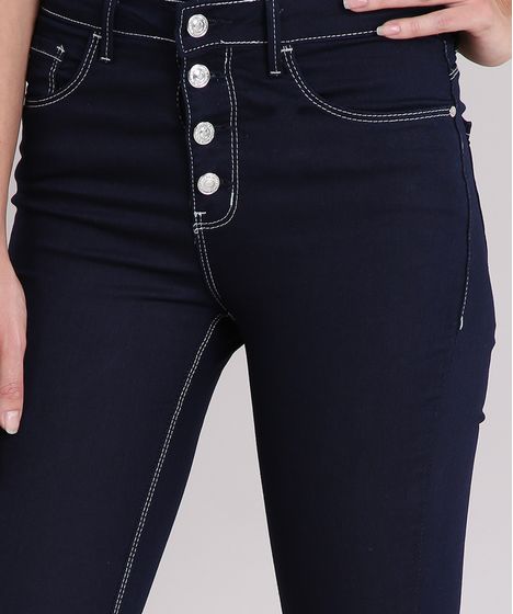 calça jeans feminina com botões