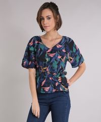 Blusa-Feminina-Estampada-com-Faixa-para-Amarrar-Manga-Curta-Decote-V-Azul-Marinho-9082203-Azul_Marinho_1