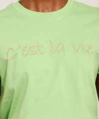 T-Shirt-de-Algodao-com-Bordado--C-est-La-Vie--Manga-Curta-Decote-Redondo-Mindset-Verde-9994445-Verde_2