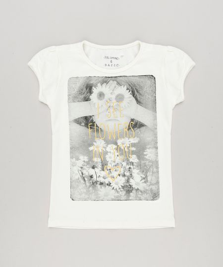 Blusa-Infantil--I-See-Flowers-in-You--Manga-Curta-Decote-Redondo-em-Algodao---Sustentavel-Off-White-9215949-Off_White_1