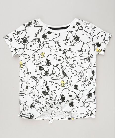 Blusa-Infantil-Estampada-Snoopy-com-No-Manga-Curta-Decote-Redondo-em-Algodao---Sustentavel-Off-White-9175394-Off_White_1