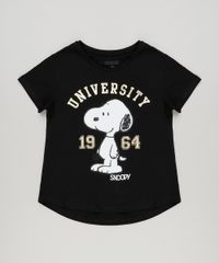 Blusa-Infantil-Snoopy-Manga-Curta-Decote-Redondo-em-Algodao---Sustentavel-Preta-9175397-Preto_1