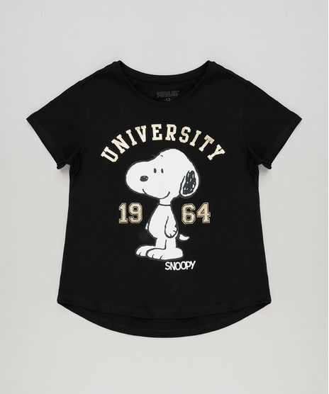 Blusa-Infantil-Snoopy-Manga-Curta-Decote-Redondo-em-Algodao---Sustentavel-Preta-9175397-Preto_1