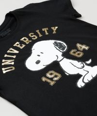 Blusa-Infantil-Snoopy-Manga-Curta-Decote-Redondo-em-Algodao---Sustentavel-Preta-9175397-Preto_3