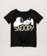 Blusa-Infantil-Snoopy-com-No-Manga-Curta-Decote-Redondo-em-Algodao---Sustentavel-Preta-9175396-Preto_1