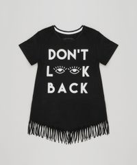 Blusa-Infantil--Don-t-Look-Back--com-Franjas-Manga-Curta-Decote-Redondo-em-Algodao---Sustentavel-Preta-9141770-Preto_1