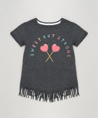 Blusa-Infantil--Sweet-But-Strong--com-Franjas-Manga-Curta-Decote-Redondo-em-Algodao---Sustentavel-Cinza-Mescla-Escuro-9141770-Cinza_Mescla_Escuro_1