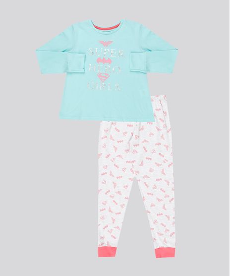Pijama-Infantil--Super-Hero-Girls--Manga-Longa-Decote-Redondo-Verde-Claro-9133000-Verde_Claro_1