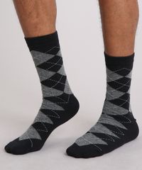 Meia-Masculina-Cano-Alto-Estampada-Xadrez-Preta-9158705-Preto_2