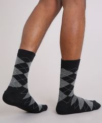Meia-Masculina-Cano-Alto-Estampada-Xadrez-Preta-9158705-Preto_3