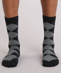 Meia-Masculina-Cano-Alto-Estampada-Xadrez-Preta-9158705-Preto_4