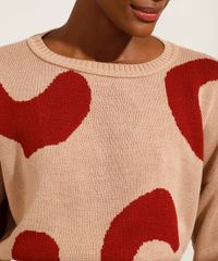 Sueter-Amplo-de-Trico-Estampado-Abstrato-Decote-Redondo-Mindset-Bege-9994590-Bege_5