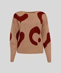 Sueter-Amplo-de-Trico-Estampado-Abstrato-Decote-Redondo-Mindset-Bege-9994590-Bege_6