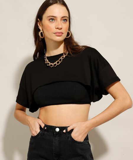Camiseta-Super-Cropped-Arm-Warmer-de-Algodao-Manga-Curta-Decote-Redondo-Preta-9993914-Preto_1 Camiseta-Super-Cropped-Arm-Warmer-de-Algodao-Manga-Curta-Decote-Redondo-Preta-9993914-Preto_1