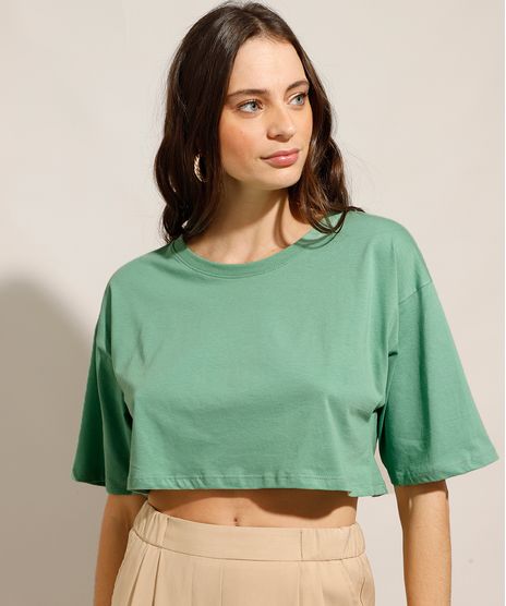 Camiseta-Box-Cropped-Basica-de-Algodao-Manga-Curta-Decote-Redondo-Verde-Claro-9986427-Verde_Claro_1