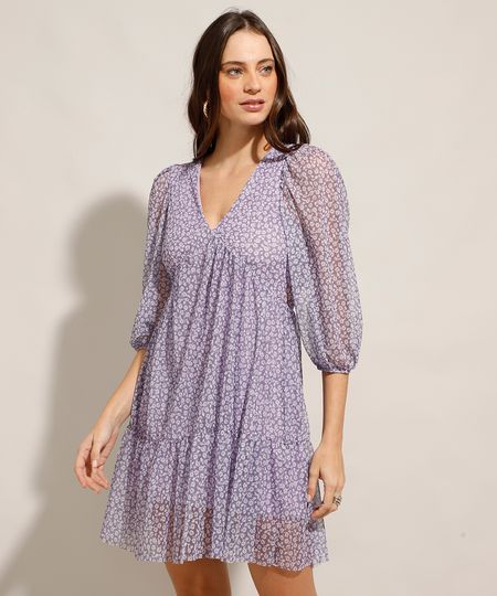 Vestido-de-Tule-Estampado-Floral-com-Recorte-Curto-Manga-Bufante-Lilas-9983926-Lilas_1