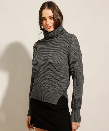 Sueter-de-Trico-com-Fendas-Gola-Alta-Cinza-Mescla-Escuro-9985965-Cinza_Mescla_Escuro_1 Sueter-de-Trico-com-Fendas-Gola-Alta-Cinza-Mescla-Escuro-9985965-Cinza_Mescla_Escuro_1