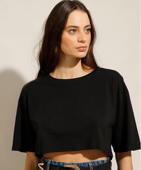 Camiseta-Box-Cropped-Basica-de-Algodao-Manga-Curta-Decote-Redondo-Preto-9986427-Preto_1