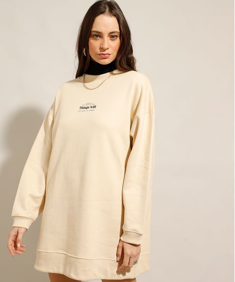 Vestido-Oversized-de-Moletom-Curto-Manga-Longa-Bege-Claro-9990062-Bege_Claro_1