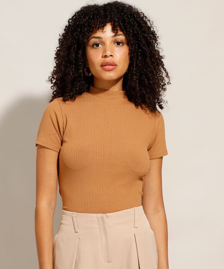 Blusa-Canelada-Manga-Curta-Gola-Alta-Caramelo-9901284-Caramelo_1 Blusa-Canelada-Manga-Curta-Gola-Alta-Caramelo-9901284-Caramelo_1