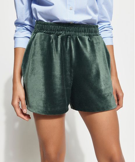 Short-de-Plush-Veludo-Cotele-Canelado-com-Bolsos-Cintura-Alta-Mindset-Verde-Escuro-9993895-Verde_Escuro_1